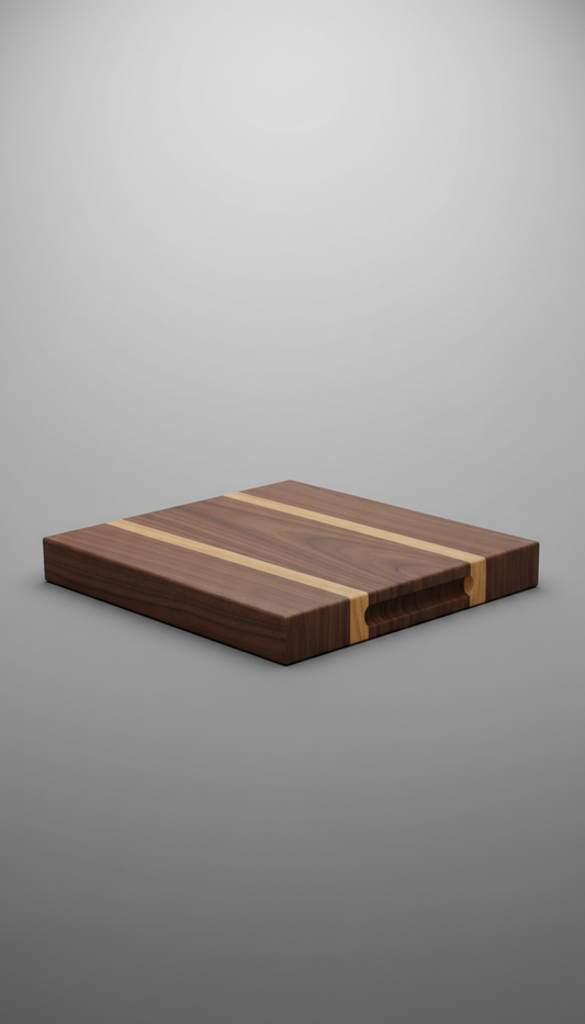 Walnut core cutting board with sculpted edges