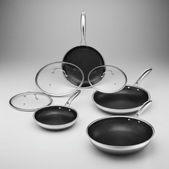 7pc Clad Hybrid Cookware Set with Lids & Wok